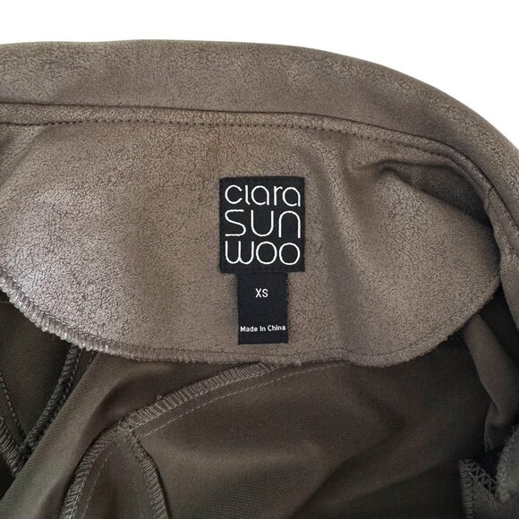 Clara Sun Woo Signature Liquid Leather Moto Jacket in Olive Size XS - Picture 6 of 9